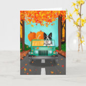 Border Collie Dog Herfst Pumpkin Kaart (Gele Bloem)