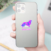 Border Collie Dog Hot Pink & Blue Vinyl Sticker (Telefoon)