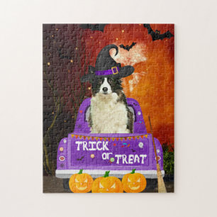 Border Collie Dog in Halloween Truck Legpuzzel