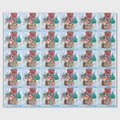 Border Collie Dog in sneeuwkerstmis Cadeaupapier (Vlak)