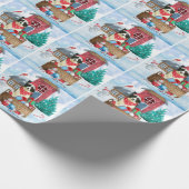 Border Collie Dog in sneeuwkerstmis Cadeaupapier (Hoek)
