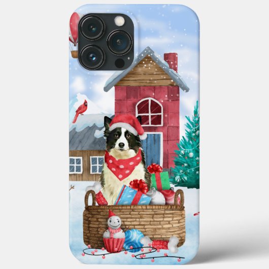 Border Collie Dog in sneeuwkerstmis Case-Mate iPhone Case (Achterkant)