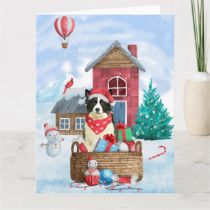 Border Collie Dog in sneeuwkerstmis Kaart