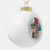 Border Collie Dog in sneeuwkerstmis Keramische Bal Ornament (Links)