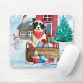 Border Collie Dog in sneeuwkerstmis Muismat (Met muis)