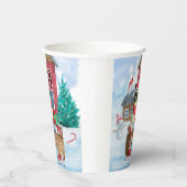 Border Collie Dog in sneeuwkerstmis Papieren Bekers (Rechts)