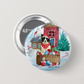 Border Collie Dog in sneeuwkerstmis Ronde Button 5,7 Cm (Voorkant /achterkant)