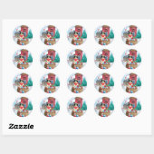 Border Collie Dog in sneeuwkerstmis Ronde Sticker (Vel)