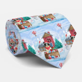 Border Collie Dog in sneeuwkerstmis Stropdas (Opgerold)