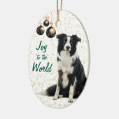 Border Collie Dog Joy to the World Kerstmis Keramisch Ornament (Links)