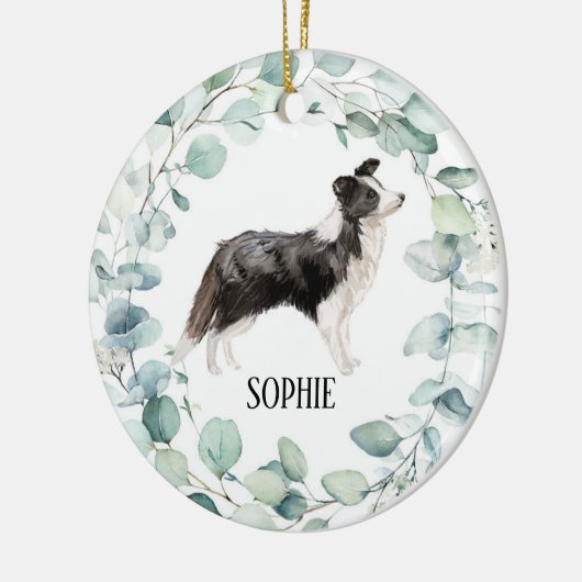 Border Collie Dog Keramisch Ornament (Links)