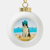 Border Collie Dog Keramische Bal Ornament (Voorkant)