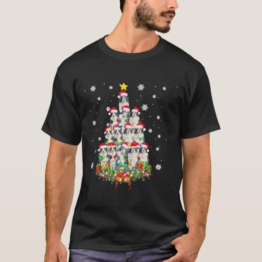 Border Collie Dog Kerstboom T-shirt (Voorkant)