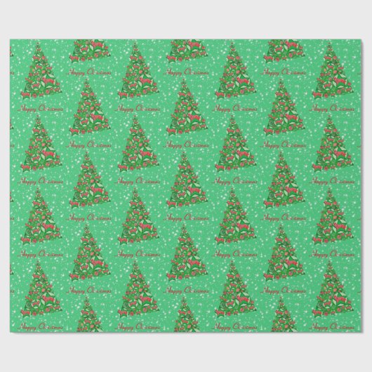 Border Collie Dog kerstboomfeestdag ster Cadeaupapier (Vlak)