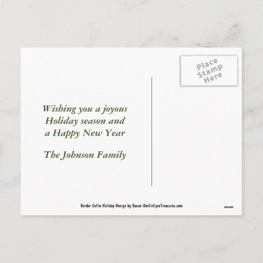 Border Collie Dog kerstfeestdag Briefkaart (Achterkant)