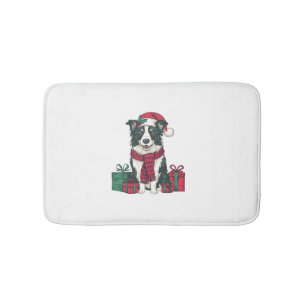 Border Collie Dog Kerstfeesten Vakantie Kerstman Badmat