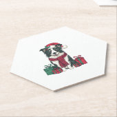 Border Collie Dog Kerstfeesten Vakantie Kerstman Kartonnen Onderzetters (Schuin)