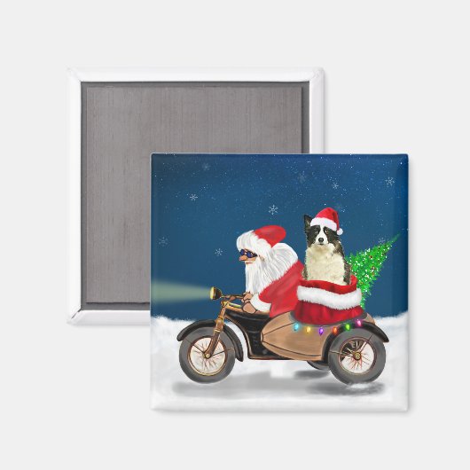 Border Collie Dog kerstkerstkerstman Magneet (Voorkant / Achterkant)