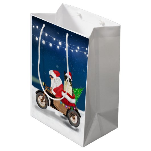 Border Collie Dog kerstkerstkerstman Medium Cadeauzakje (Achterkant Gekanteld)