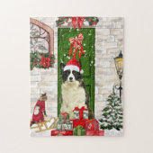 Border Collie Dog Kerstmis Legpuzzel (Verticaal)