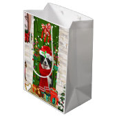 Border Collie Dog Kerstmis Medium Cadeauzakje (Achterkant Gekanteld)