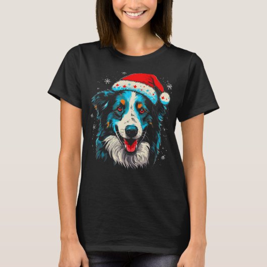 Border Collie Dog Kerstmis T-shirt (Voorkant)