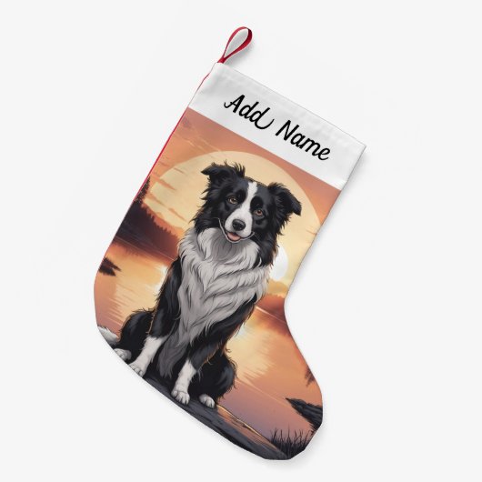 Border Collie Dog Kleine Kerstsok (Voorkant (Hangend))