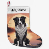 Border Collie Dog Kleine Kerstsok (Voorkant)