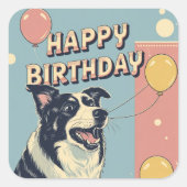 Border Collie Dog Kleurrijk Vierkante Sticker (Voorkant)