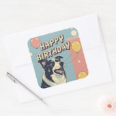 Border Collie Dog Kleurrijk Vierkante Sticker (Envelop)