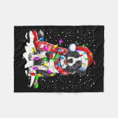 Border Collie Dog Lighting Xmas Santa Hat Christma Fleece Deken (Voorkant (Horizontaal))