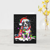 Border Collie Dog Lighting Xmas Santa Hat Christma Kaart (Gele Bloem)