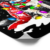 Border Collie Dog Lighting Xmas Santa Hat Christma Poster (Hoek)