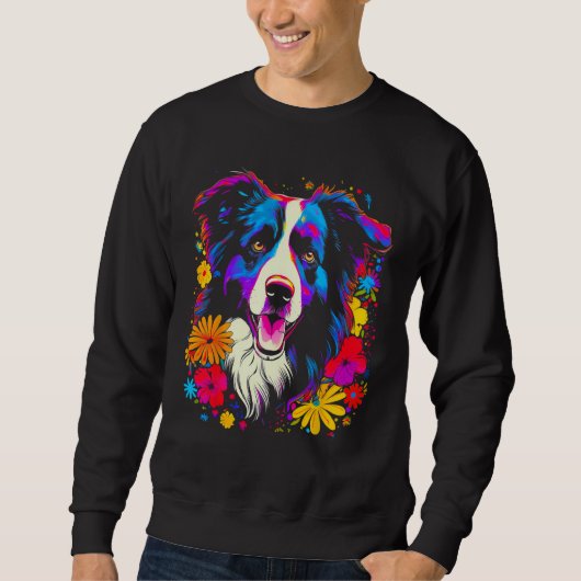 Border Collie Dog Love Flowers Trui (Voorkant)