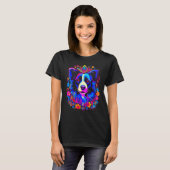 Border Collie Dog Love Gratitude Flower T-shirt (Voorkant volledig)