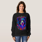 Border Collie Dog Love Gratitude Flower Trui (Voorkant volledig)