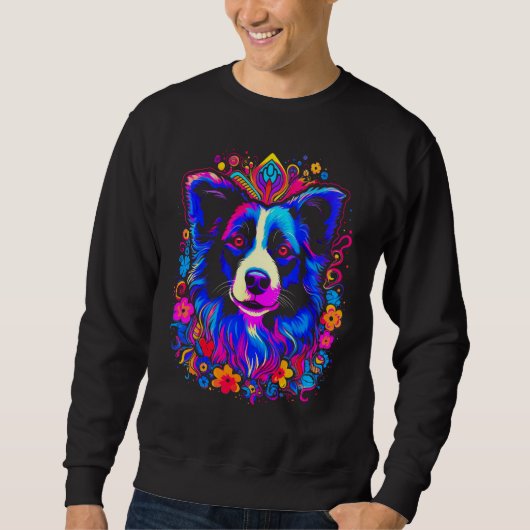 Border Collie Dog Love Gratitude Flower Trui (Voorkant)