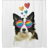 Border Collie Dog met Hearts Valentijnsdag Douchegordijn (Voorkant)