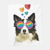 Border Collie Dog met Hearts Valentijnsdag Fleece Deken (Voorkant)
