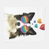 Border Collie Dog met Hearts Valentijnsdag Fleece Deken (Voorkant (Horizontaal))