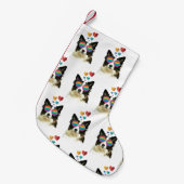 Border Collie Dog met Hearts Valentijnsdag Kleine Kerstsok (Voorkant (Hangend))