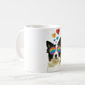 Border Collie Dog met Hearts Valentijnsdag Koffiemok (Voorkant links)