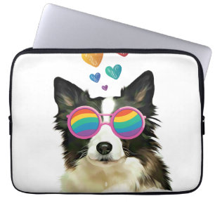Border Collie Dog met Hearts Valentijnsdag Laptop Sleeve