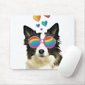 Border Collie Dog met Hearts Valentijnsdag Muismat (Met muis)
