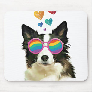 Border Collie Dog met Hearts Valentijnsdag Muismat