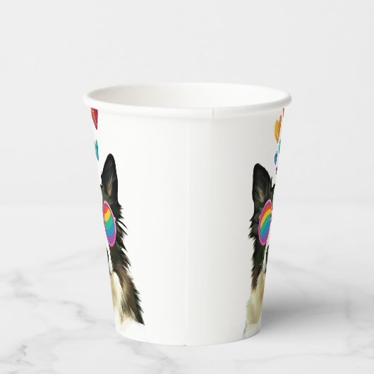 Border Collie Dog met Hearts Valentijnsdag Papieren Bekers (Rechts)