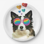 Border Collie Dog met Hearts Valentijnsdag Papieren Bordje (Voorkant)