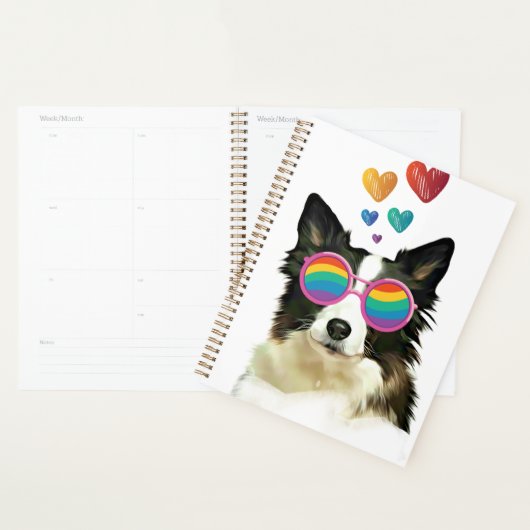 Border Collie Dog met Hearts Valentijnsdag Planner (Display)