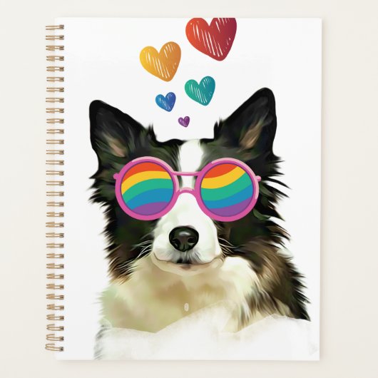 Border Collie Dog met Hearts Valentijnsdag Planner (Voorkant)