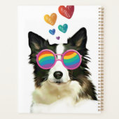 Border Collie Dog met Hearts Valentijnsdag Planner (Achterkant)